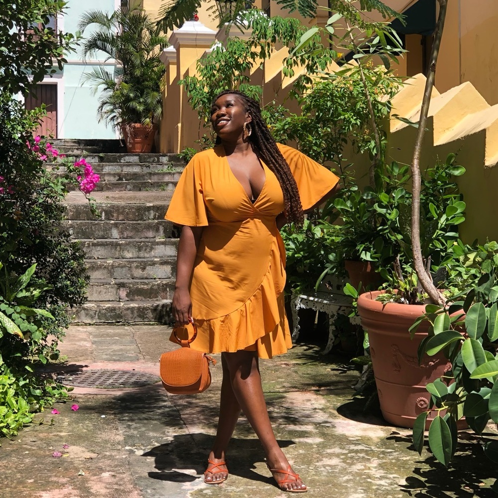Plus Woven Ruffle Wrap Dress